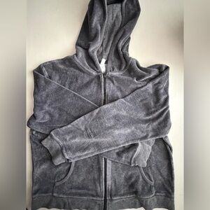 🩶🧘🏻‍♀️GAP BODY Charcoal Gray Velour Hoodie Jacket🏃🏻‍♀️